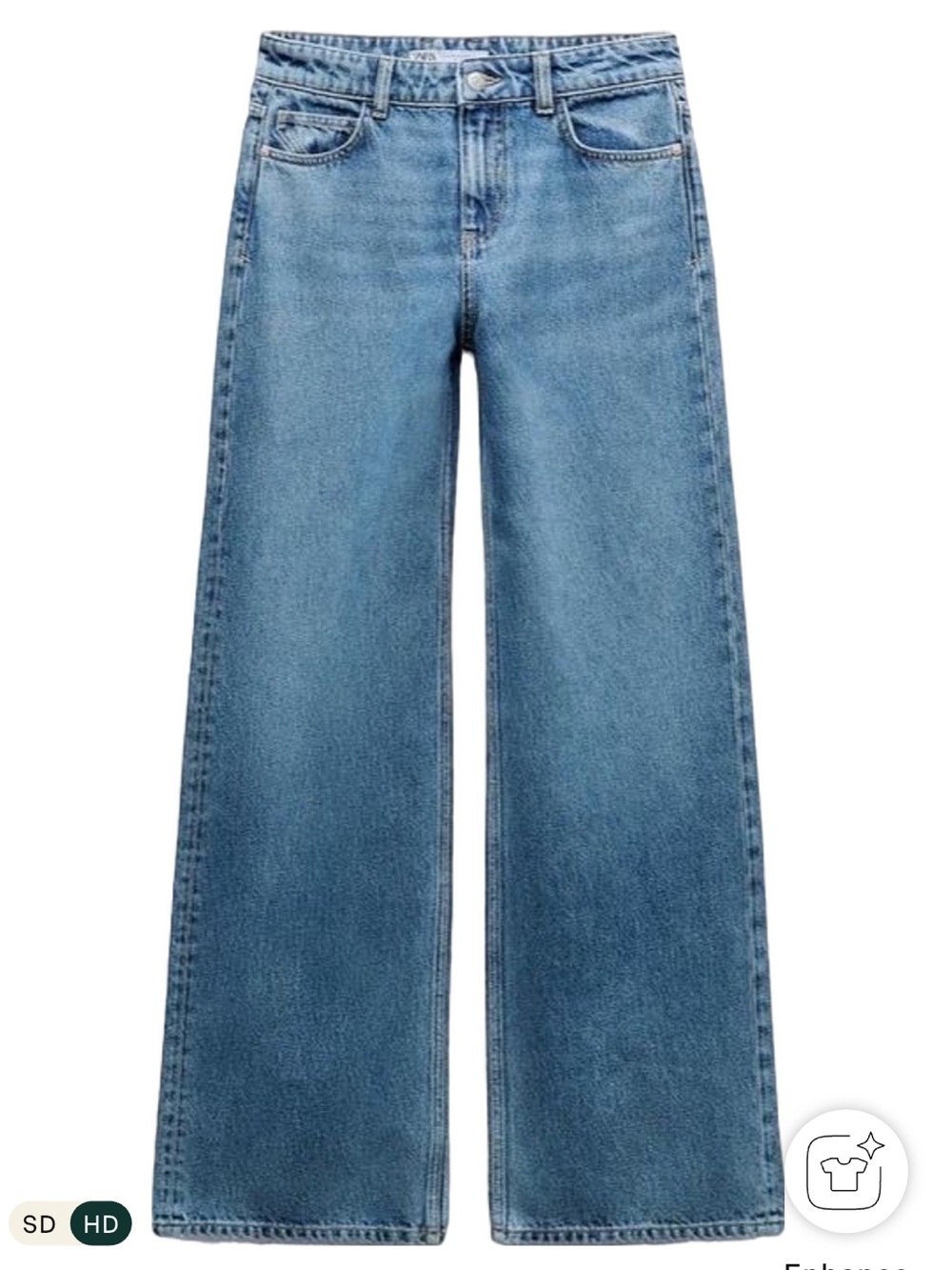 Zara Women's Wide-Leg Jeans in Light Blue Denim